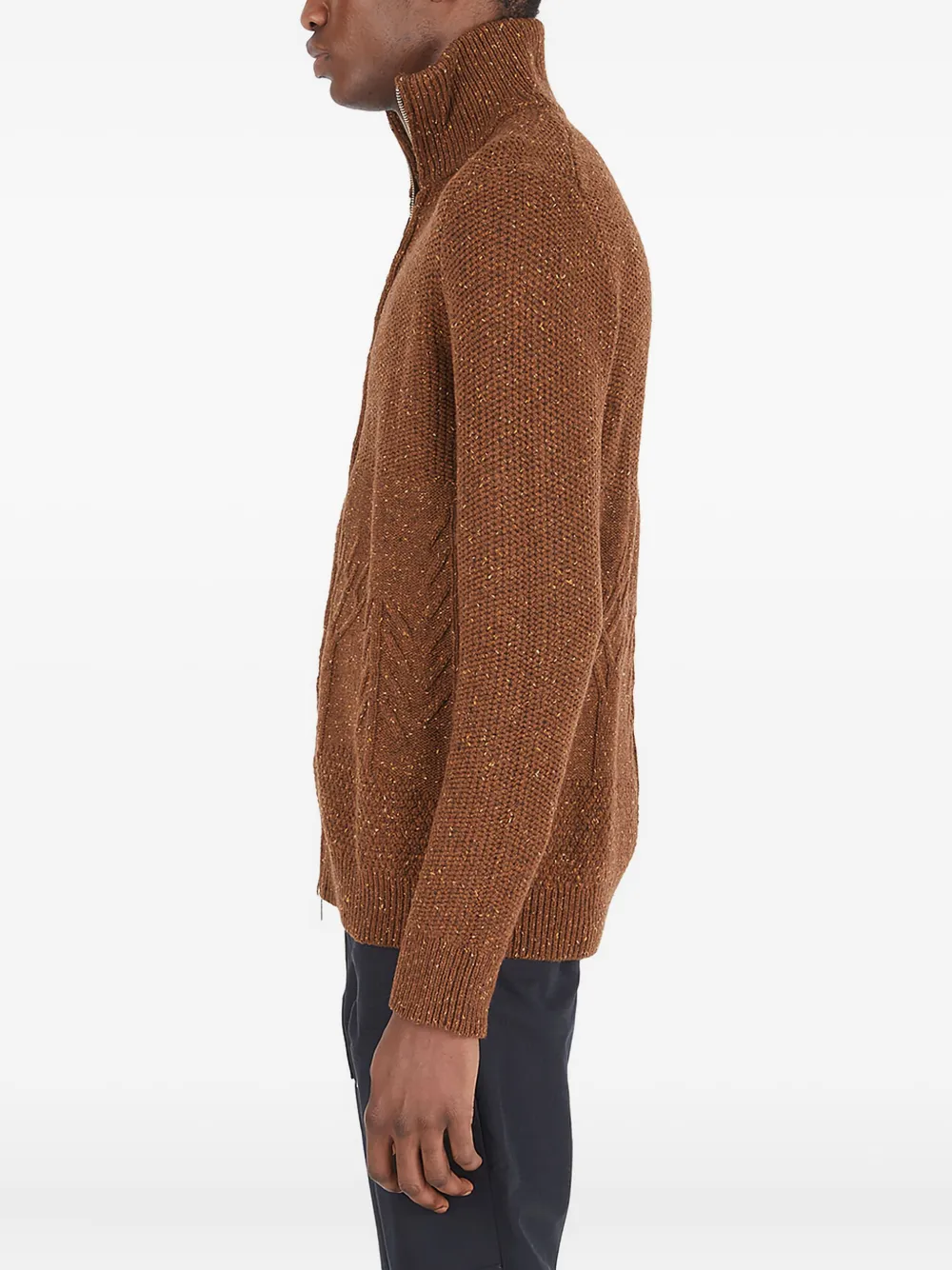 RANRA cable-knit zip-up cardigan Bruin