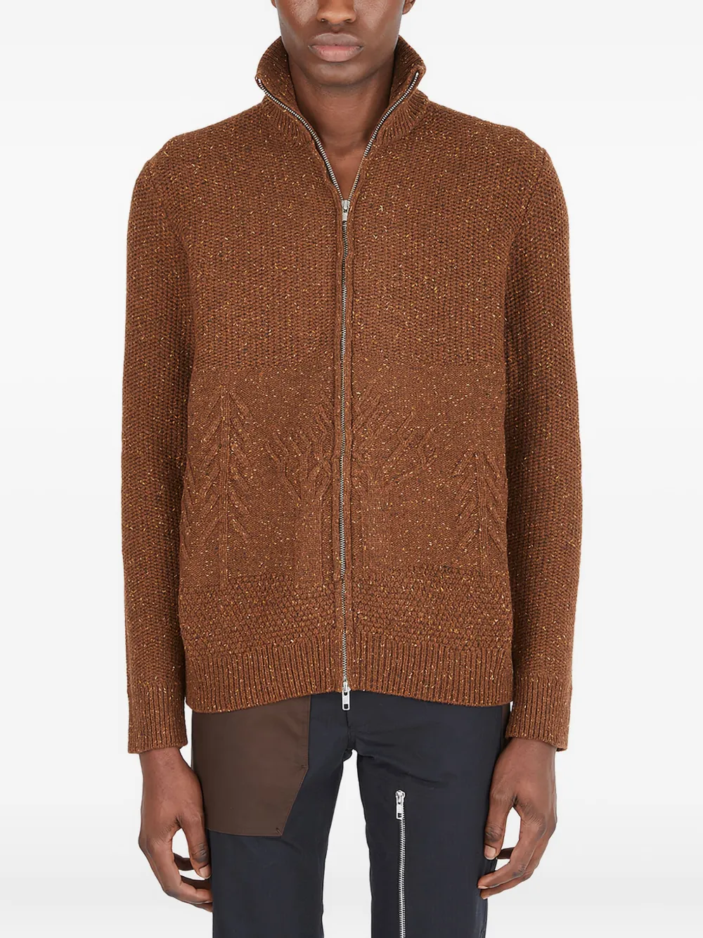 RANRA cable-knit zip-up cardigan - ブラウン RANRA cable-knit zip-up cardigan - ブラウン