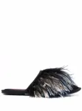 La DoubleJ feather-trim detail slippers - Black