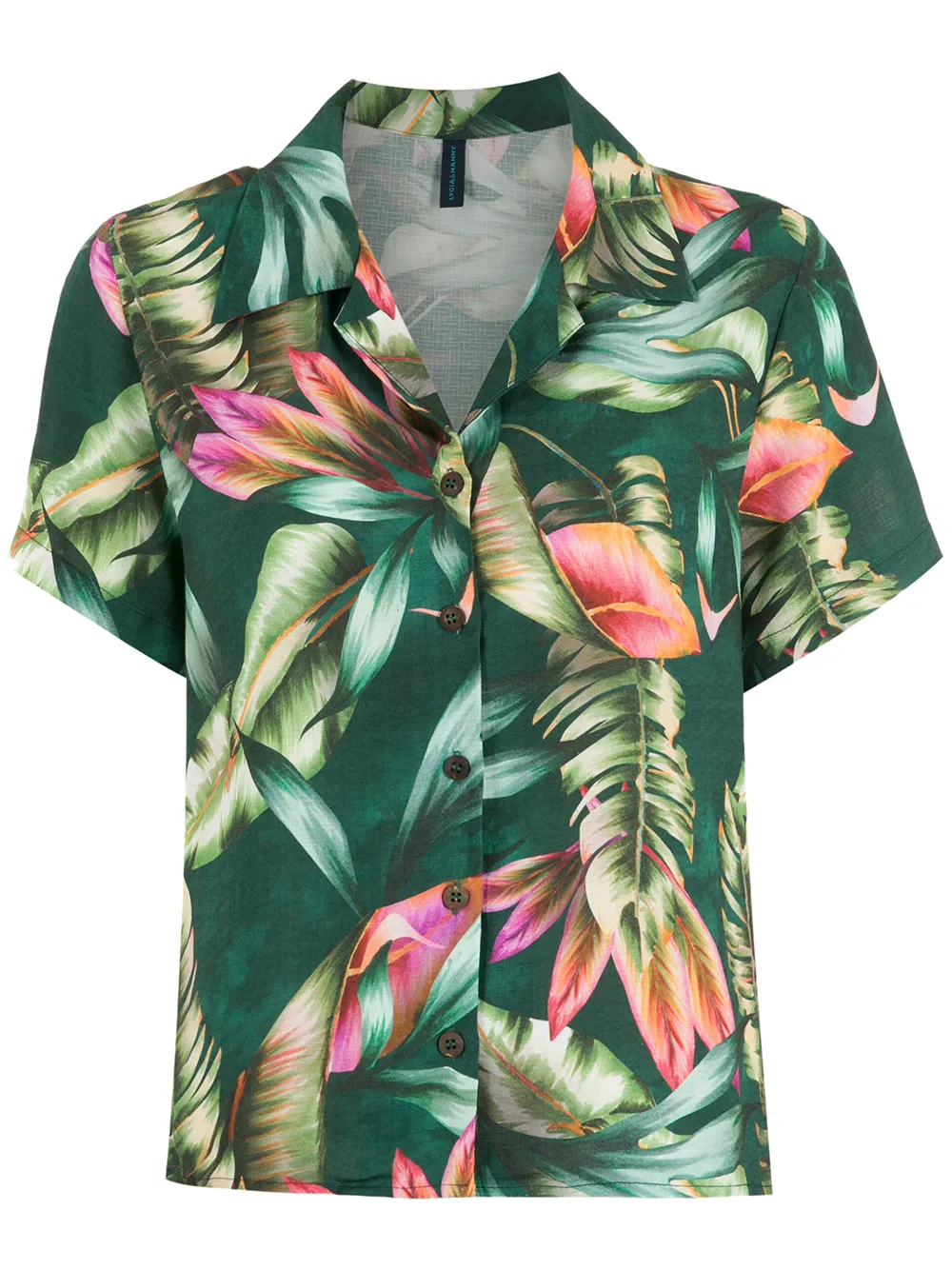 Lygia & Nanny Orquídea Leaf Print Shirt In Green