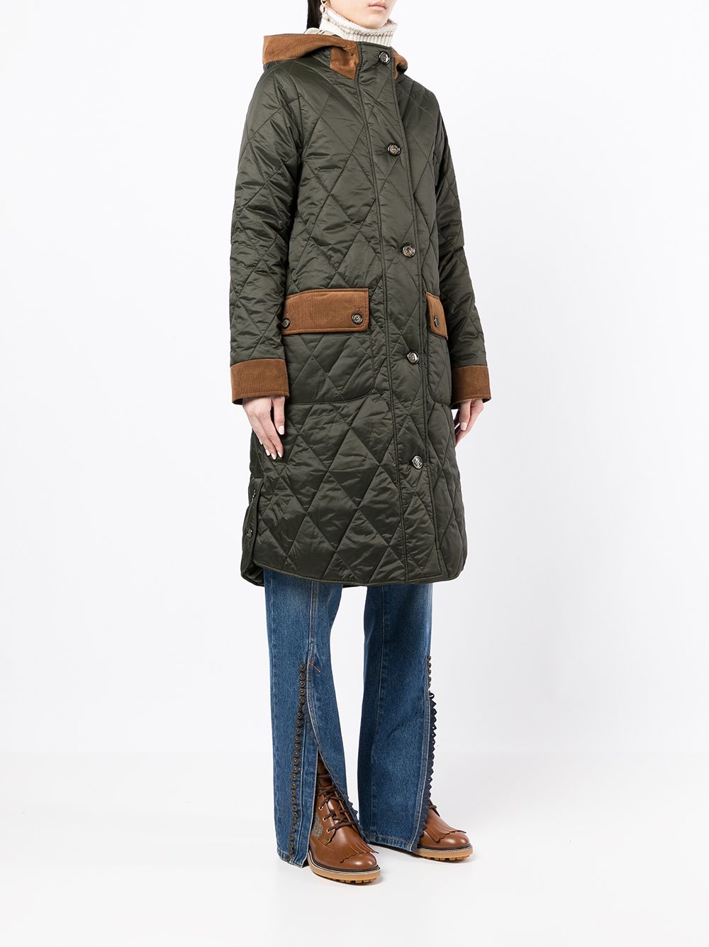 фото Barbour длинная стеганая куртка mickley