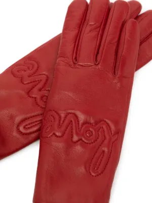 小物 AGNELLE Agnelle decorative-stitching Leather Gloves | Red | FARFETCH HK
