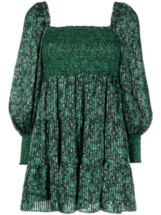 Alice+Olivia green long-sleeve pleated 