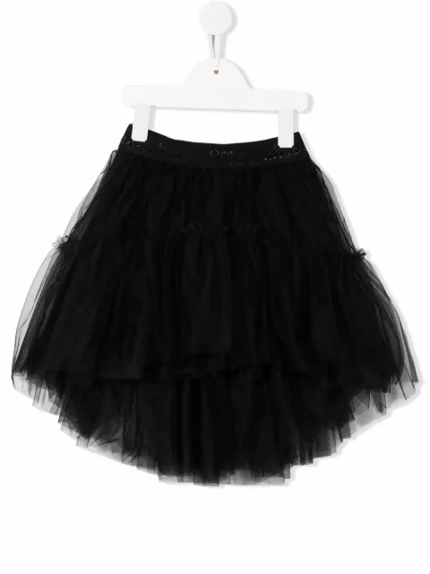 Monnalisa logo-waistband tulle skirt