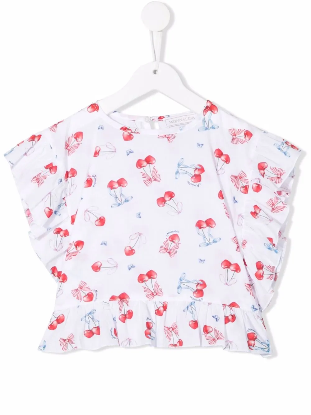 

Monnalisa blusa con motivo de cerezas - Blanco