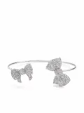 David Morris 18kt white gold Beau diamond double-bow bangle bracelet - Silver