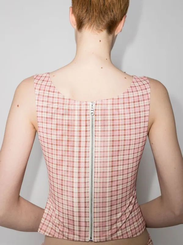 Miaou Imogene Plaid Corset Top - Farfetch
