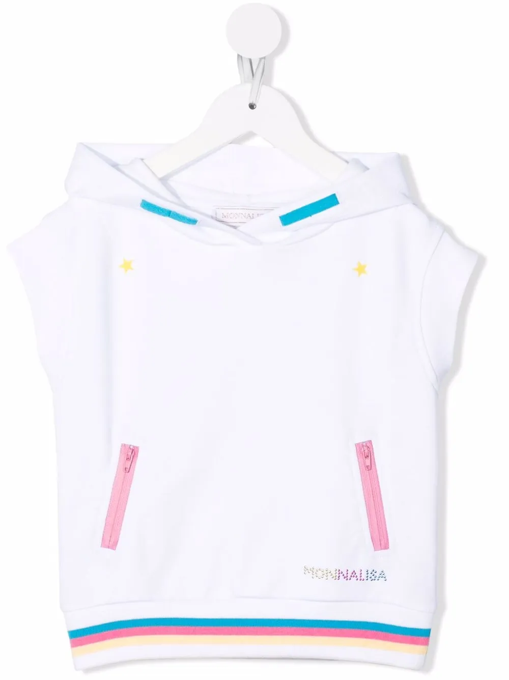 

Monnalisa hoodie con ribete a rayas - Blanco