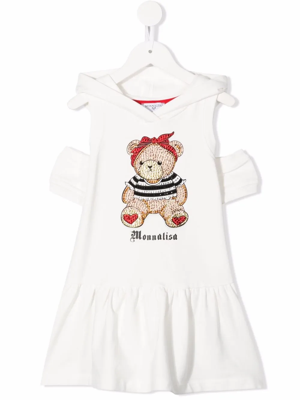 

Monnalisa vestido con motivo de oso y detalles - Blanco