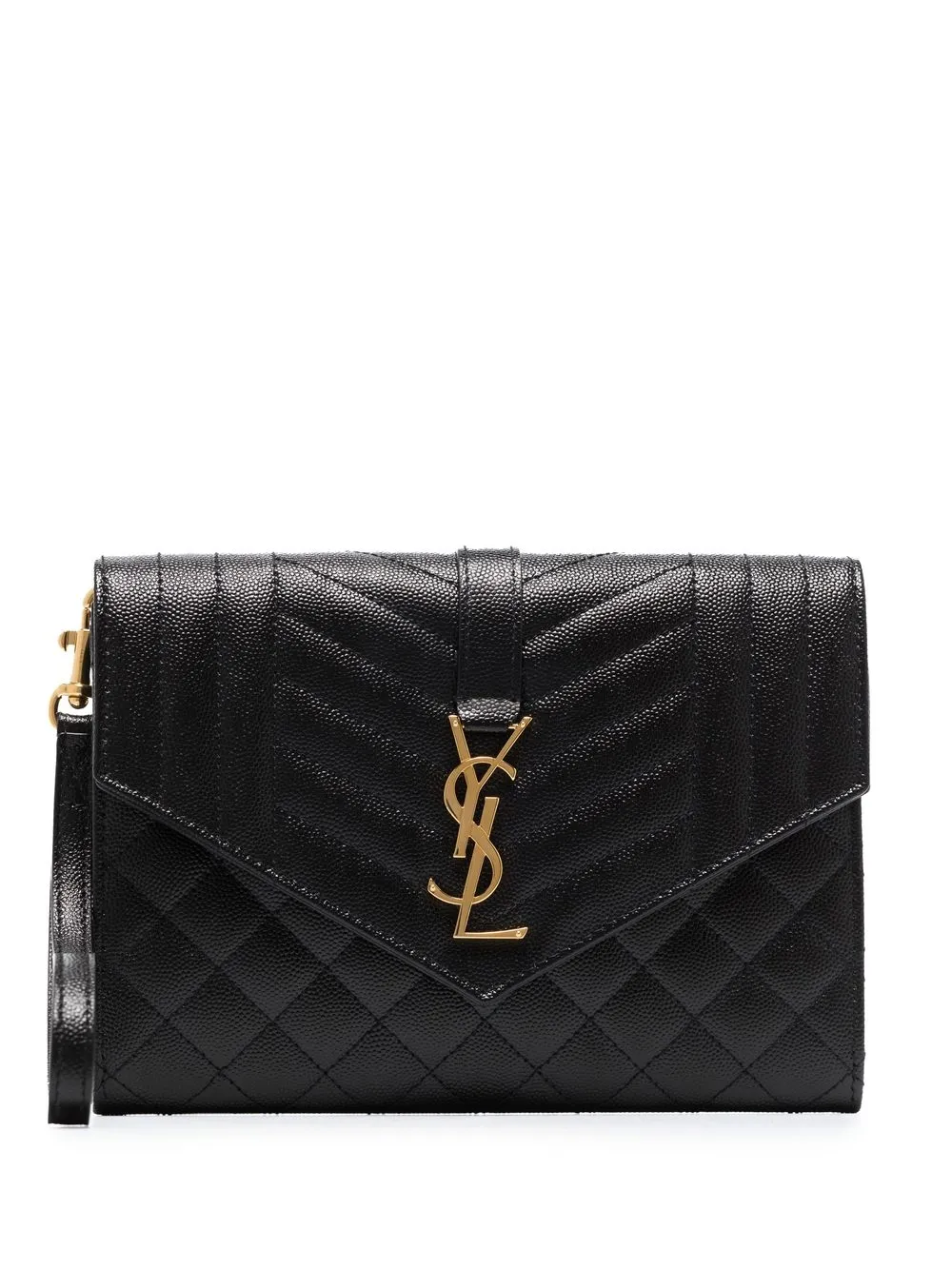 Saint Laurent Monogram Envelope Clutch Bag In 1000 Nero/nero/ Nero