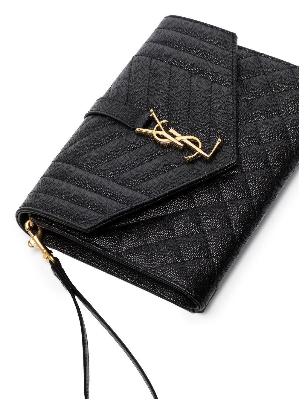 Saint Laurent Monogram Envelope Clutch Bag - 1000 Nero/Nero/ Nero