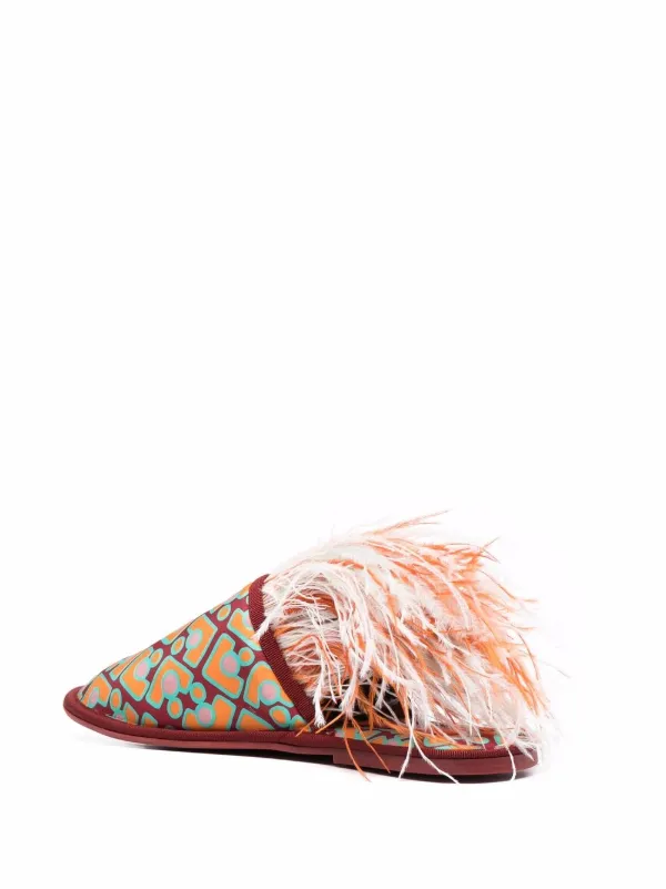 Slippers met veren on sale