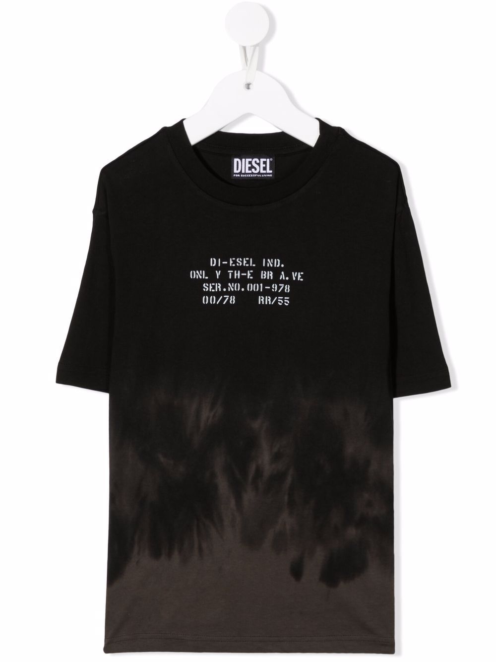 

Diesel Kids tie-dye flame print T-shirt - Black