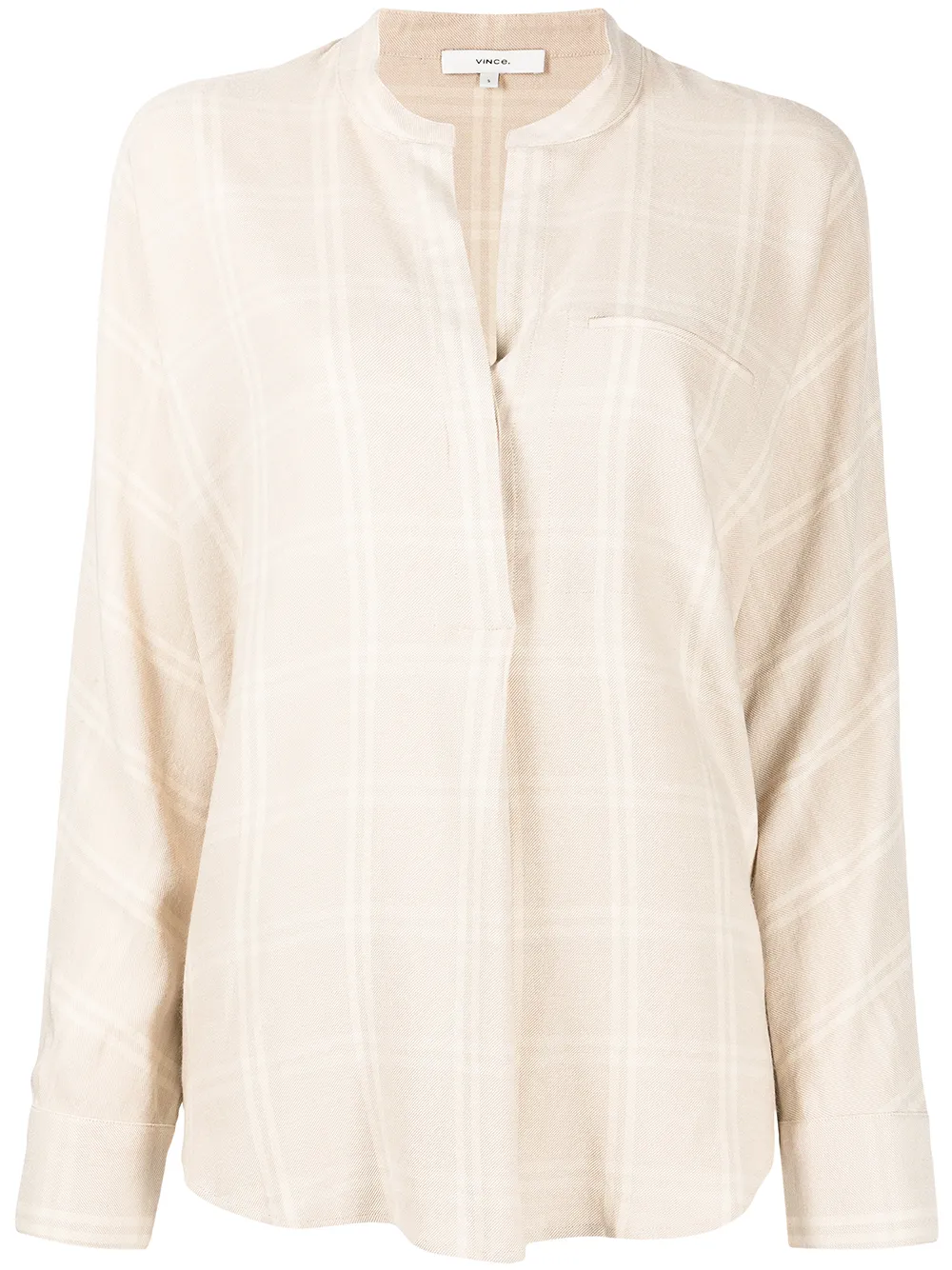 

Vince blusa con motivo de cuadros - Blanco