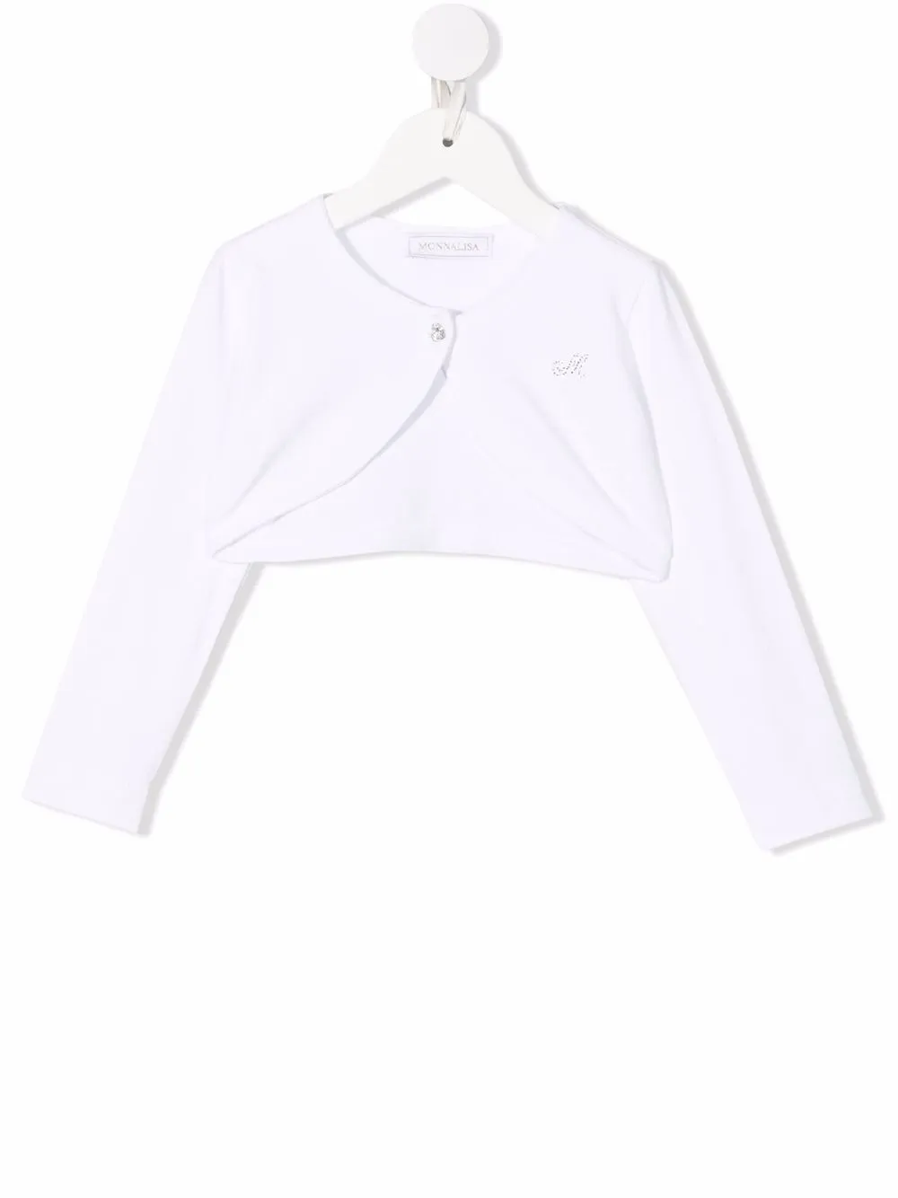Monnalisa logo-embellished cropped cardigan | White | Image 1