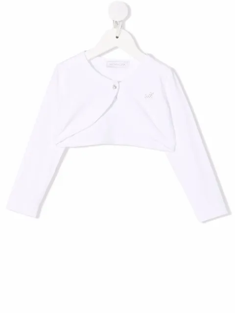 Monnalisa logo-embellished cropped cardigan 