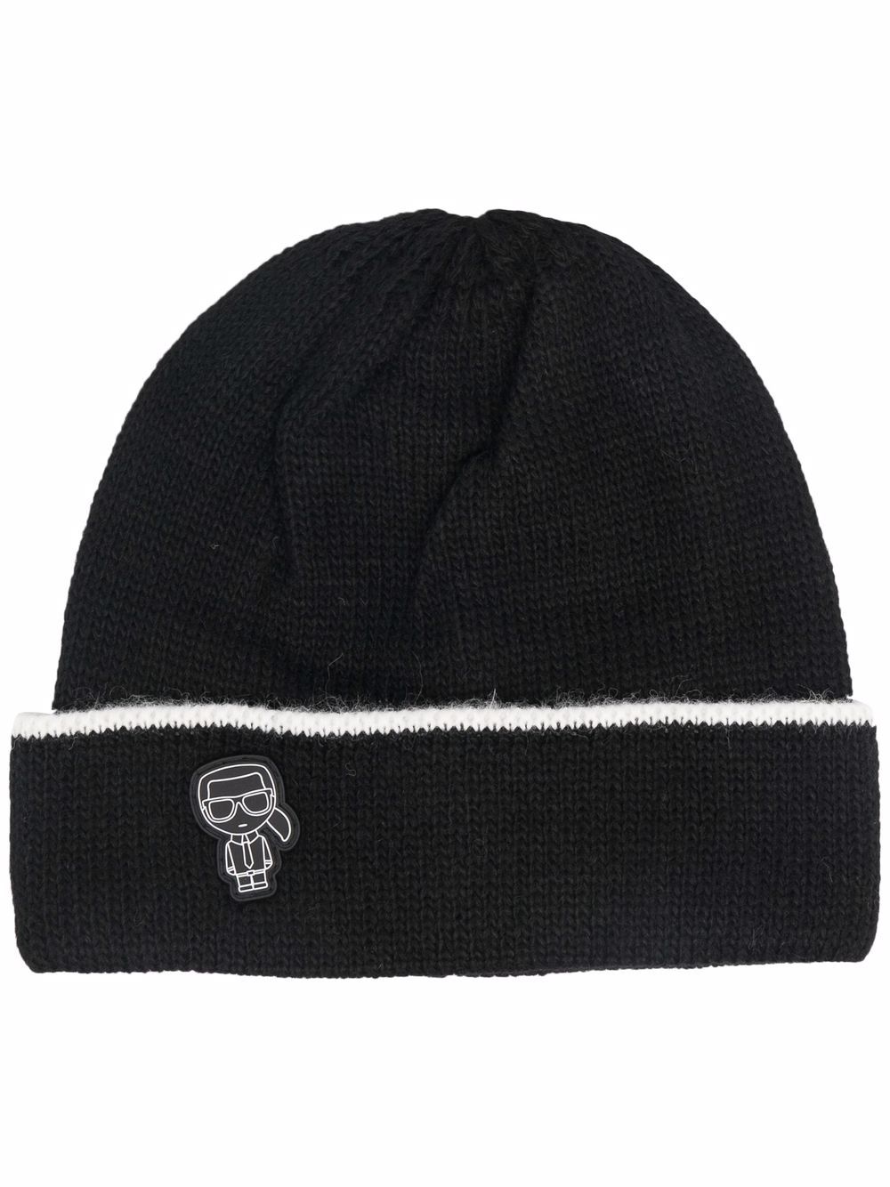 Karl Lagerfeld Ikonic-appliqué beanie - Black