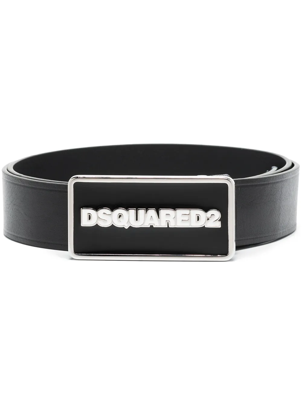 logo-buckle leather belt