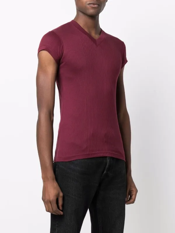 あ*や様 jean paul gaultier vネック tシャツ archiv Jean Paul Gaultier Pre-Owned 2000s V-neck T-shirt | Red | FARFETCH