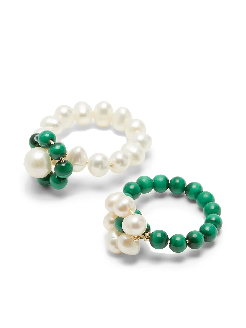 

éliou juego de anillos Lizzie en forma de flores con perlas - Blanco