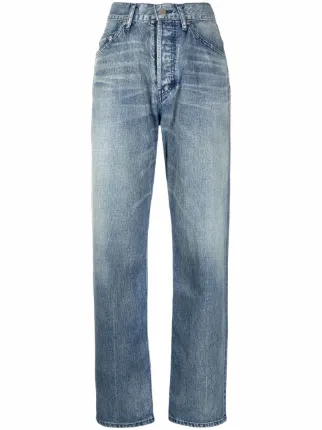 Blu Jeans dritti con effetto schiarito Farfetch Abbigliamento Pantaloni e jeans Jeans Jeans straight 