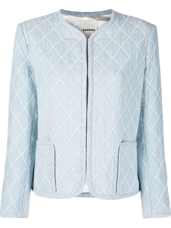 SANDRO Quilted Denim Jacket - Farfetch