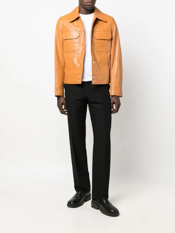 SANDRO Pebbled Leather Jacket - Farfetch
