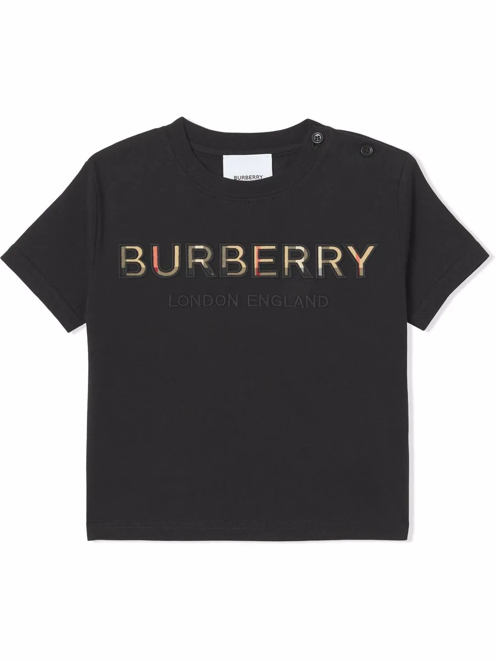 

Burberry Kids playera con logo bordado - Negro