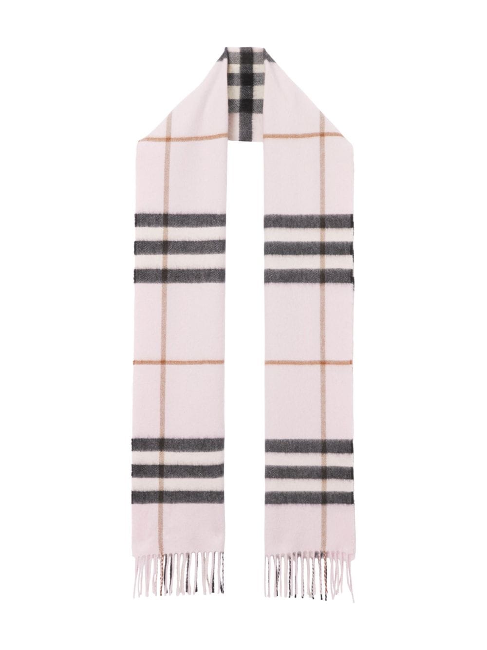 Shop Burberry The Classic Check-pattern Fringed Scarf In Rosa
