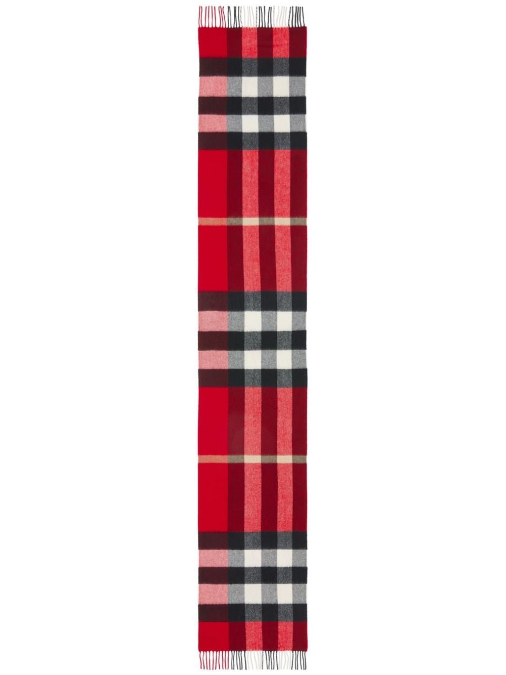 Shop Burberry The Classic Check-pattern Fringed-trim Scarf In Rot