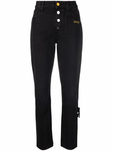 Off-White slogan-print straight high-rise jeans