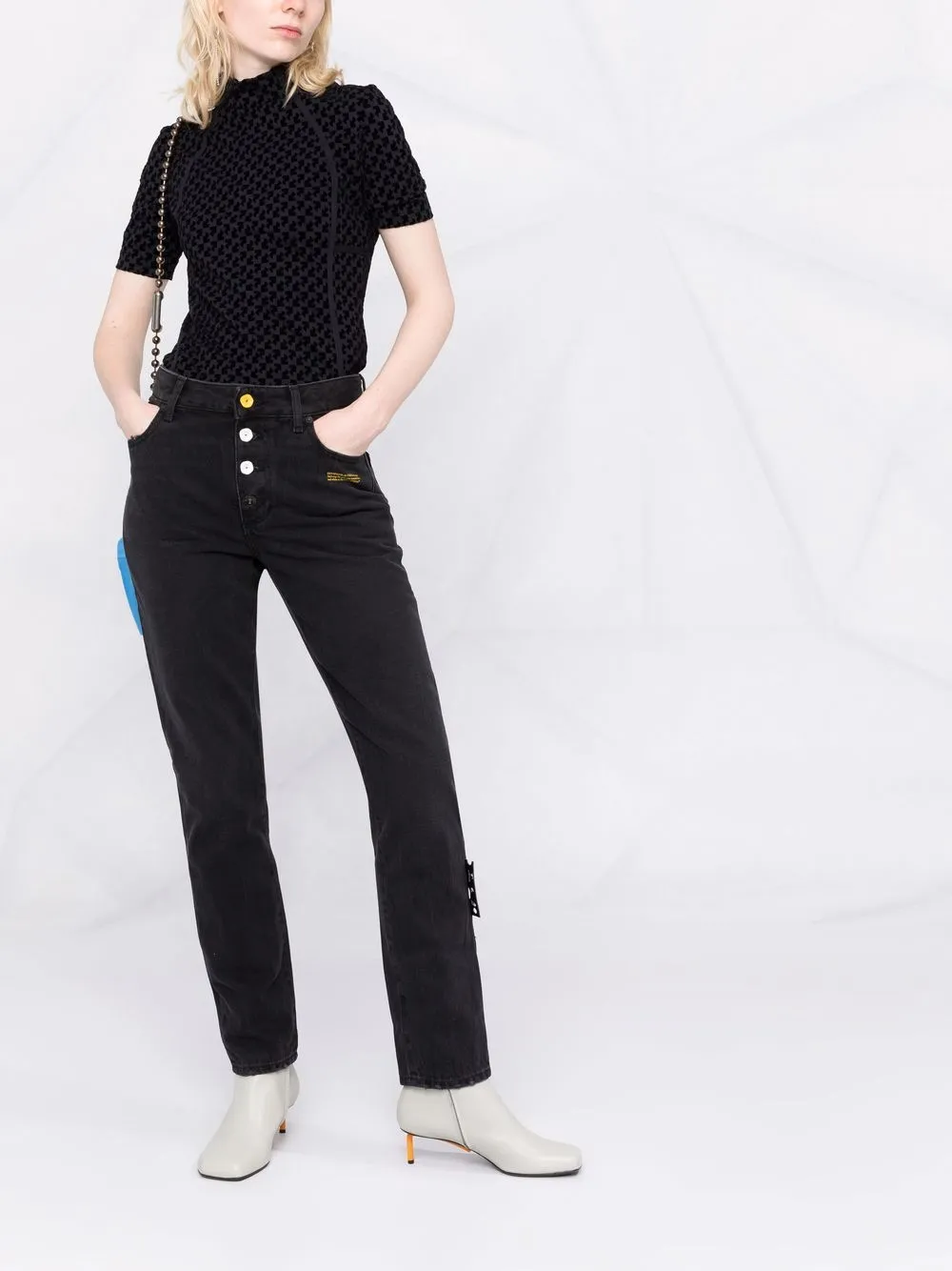 Off-White Jeans met tekst - Zwart
