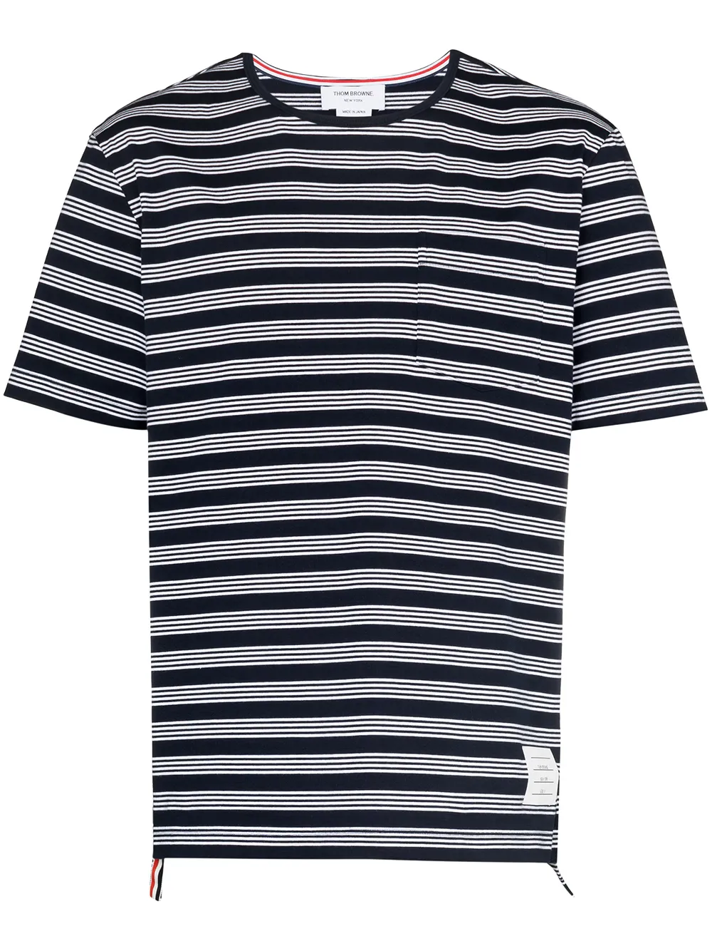 

Thom Browne logo-patch striped T-shirt - Blue