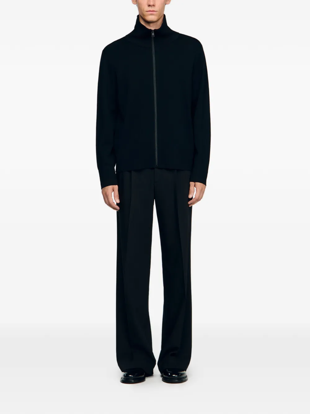  Sandro High-neck Zip-up Cardigan - Black 