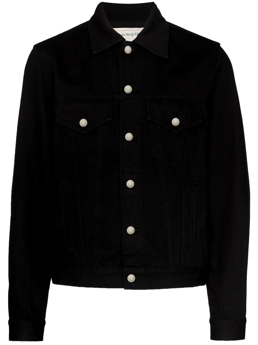 

Alexander McQueen chamarra de mezclilla con logo estampado - Negro