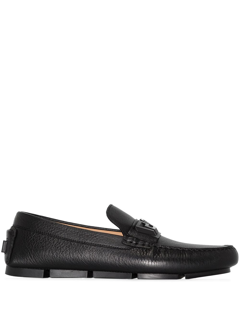 Versace La Greca pebbled leather loafers