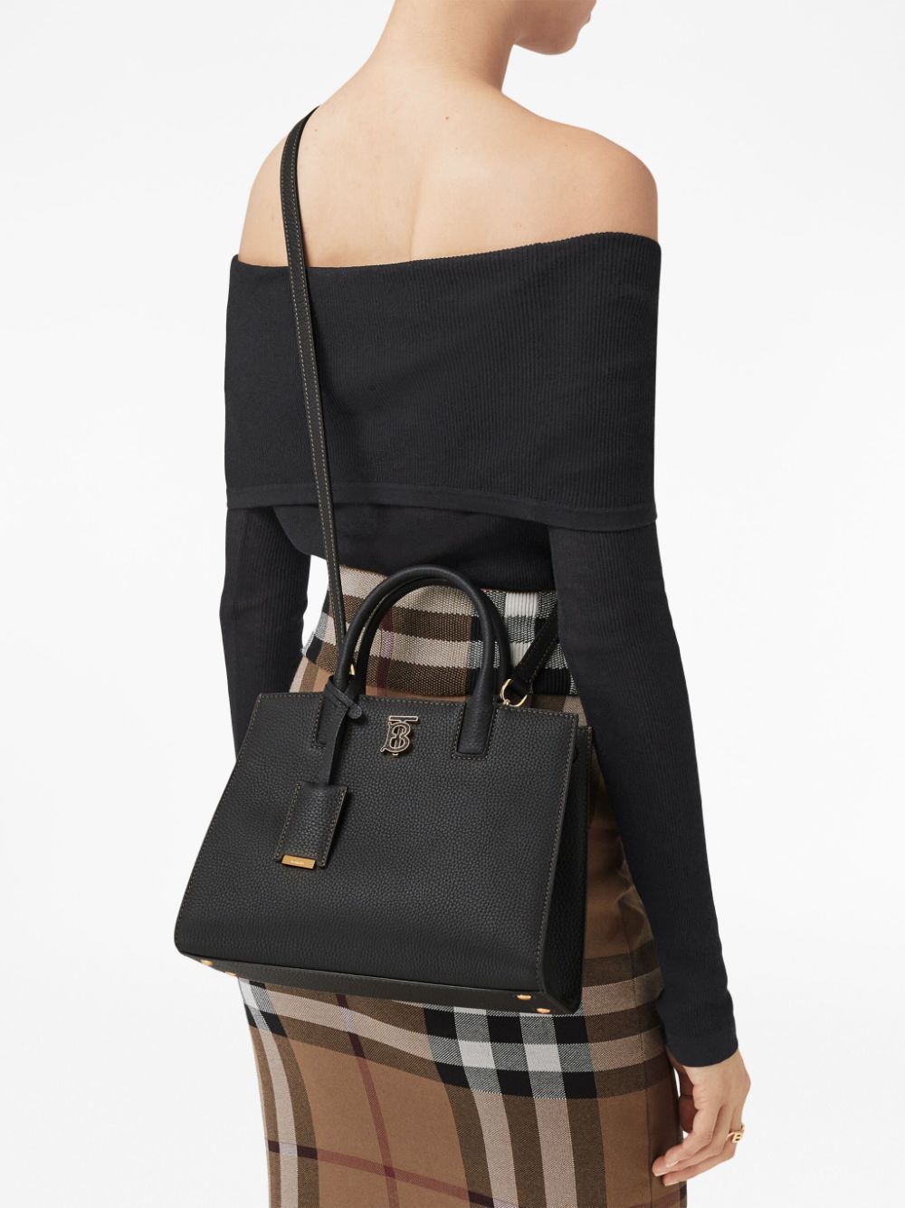 Shop Burberry Mini Frances Tote Bag In Black
