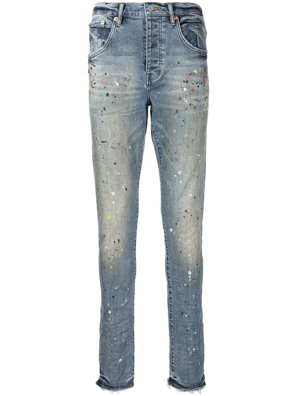 фото Purple brand узкие джинсы с эффектом разбрызганной краски