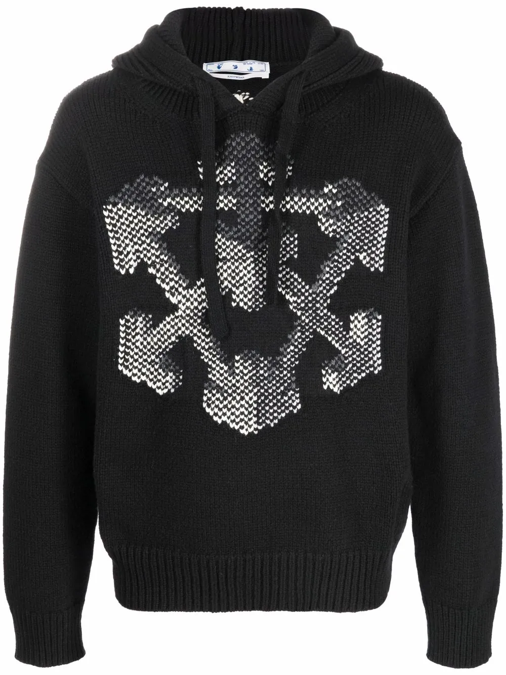 Off-white Arrows-motif Knitted Hoodie In Black | ModeSens