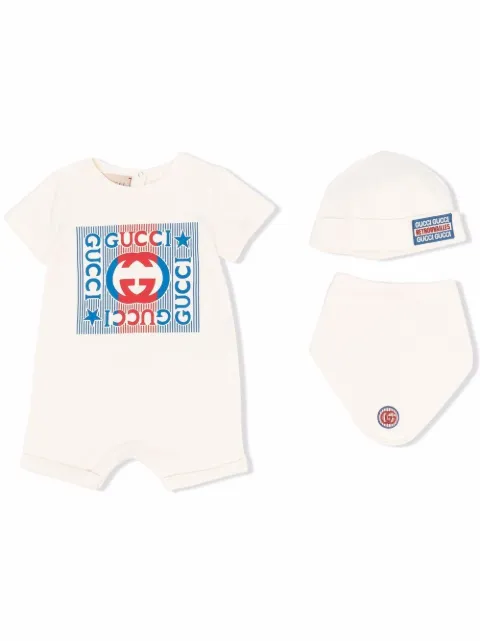 Gucci Kids طقم هدية قطن بشعار Gucci 