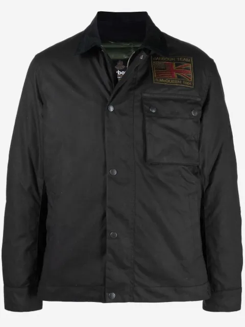 Barbour International chamarra militar con efecto encerado 