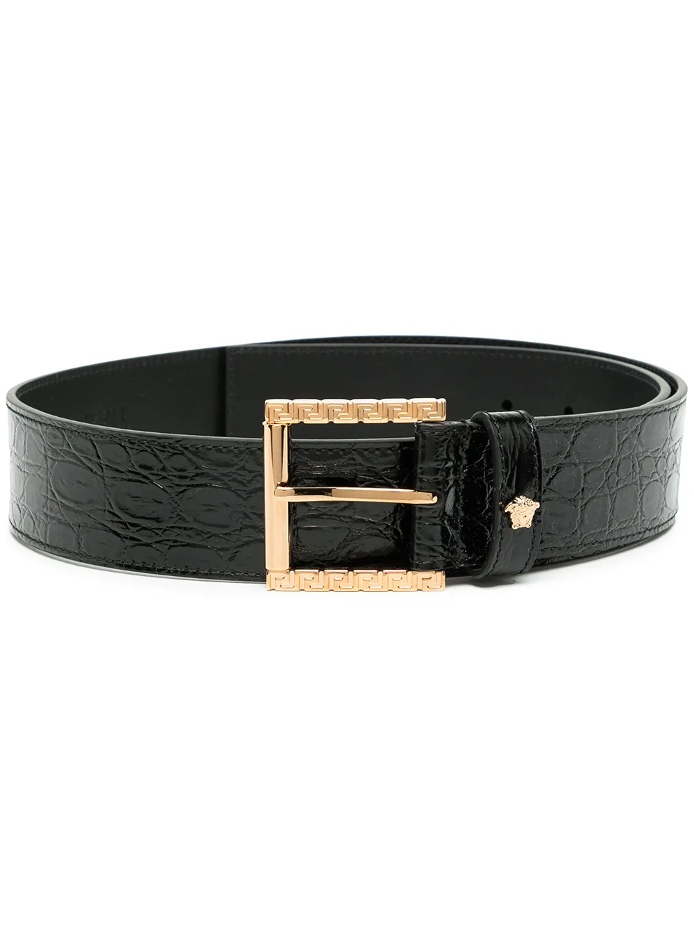 

Versace crocodile-effect leather belt - Black