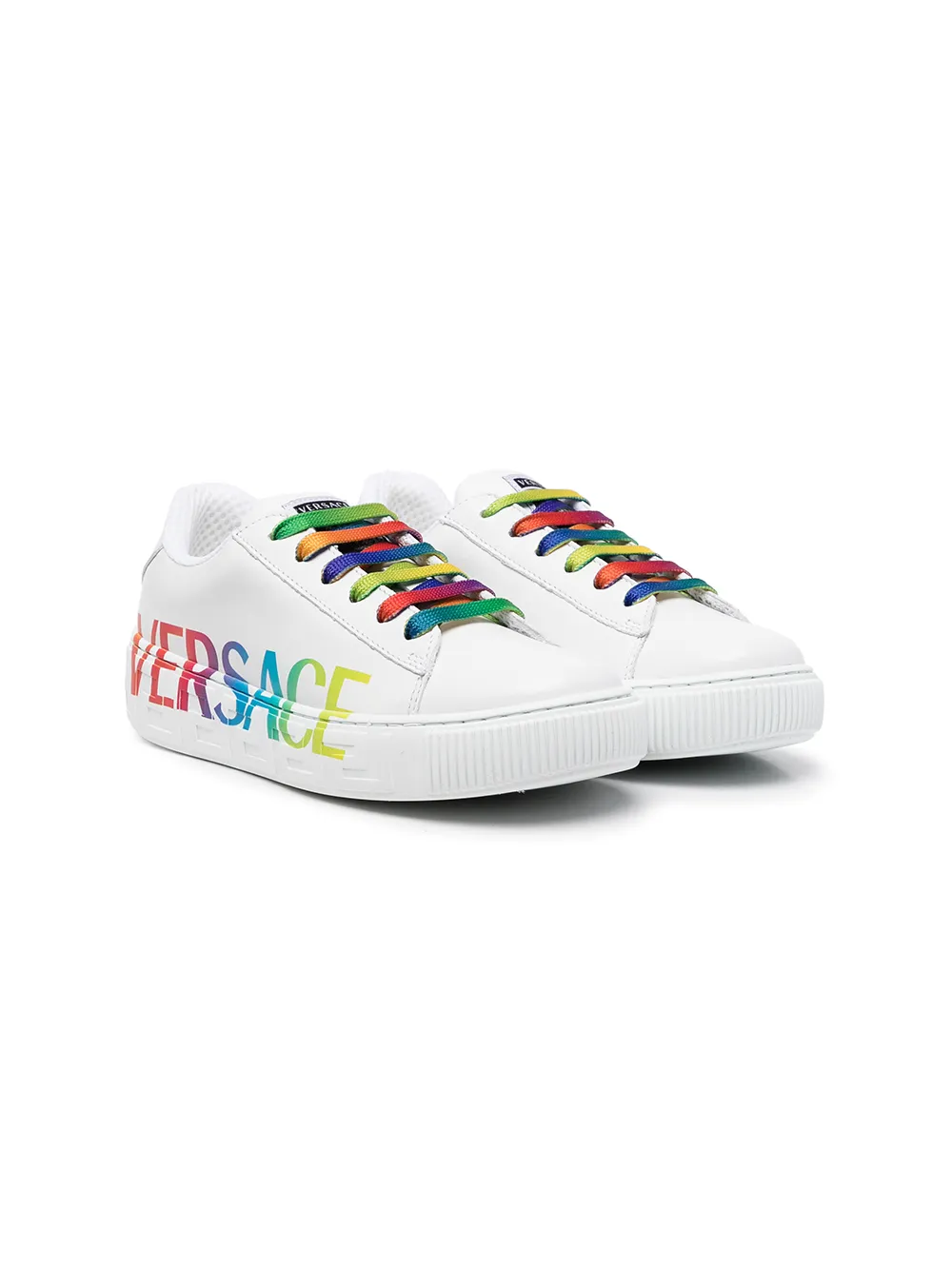 

Versace Kids tenis bajos con logo estampado - Blanco