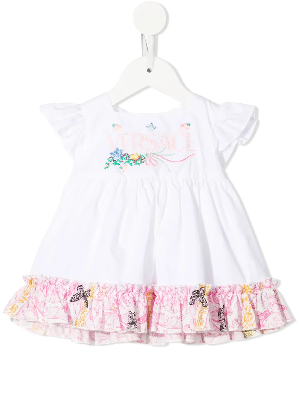 

Versace Kids vestido con logo bordado - Blanco
