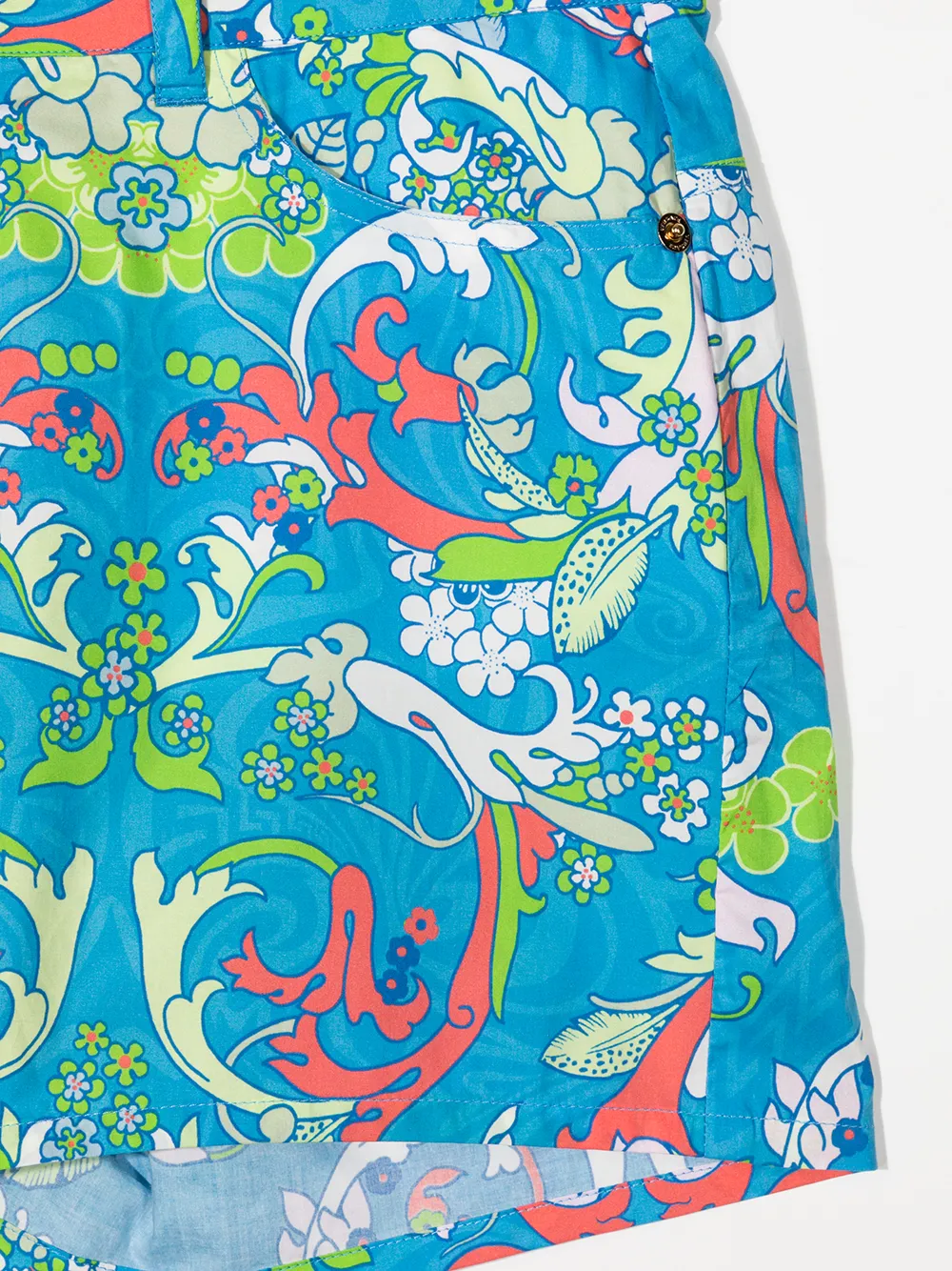  Versace Kids Baroque-pattern Print Shorts - Blue 