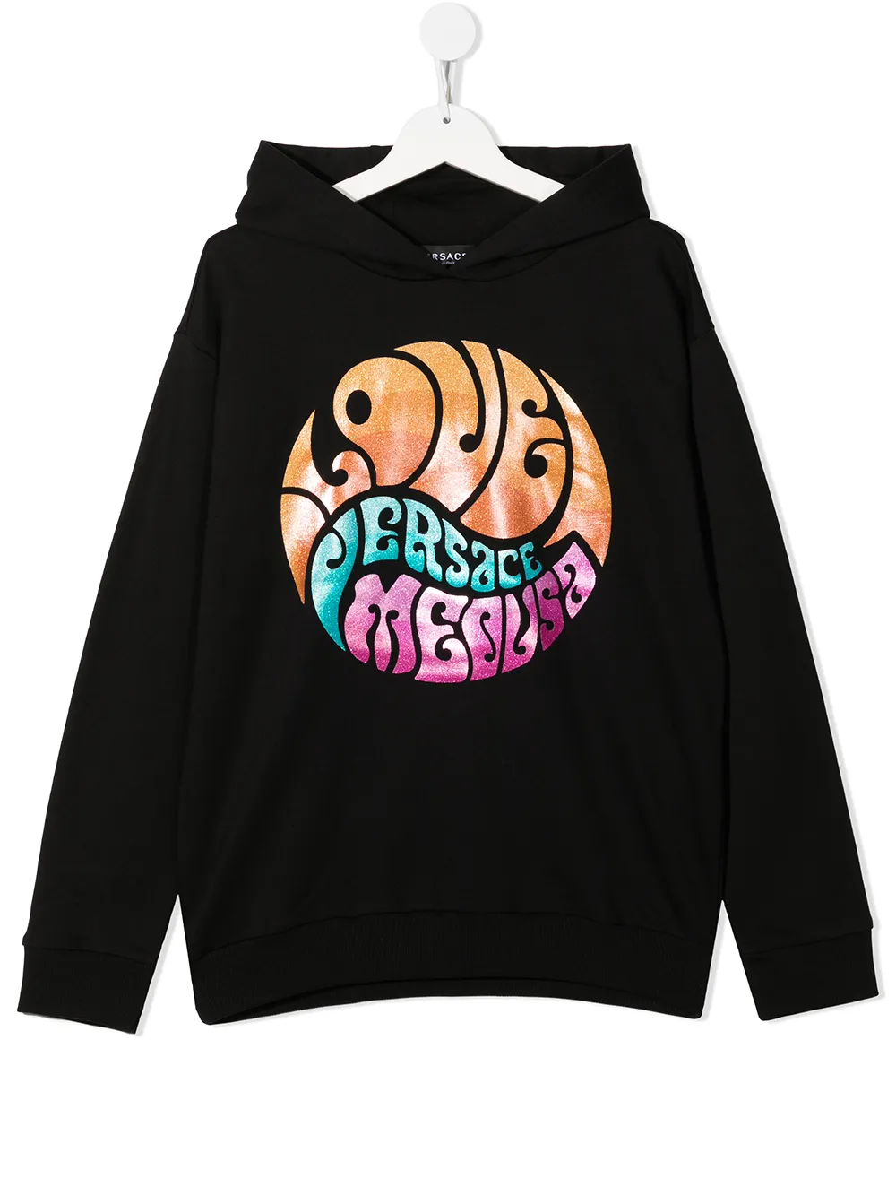 

Versace Kids hoodie con logo estampado - Negro