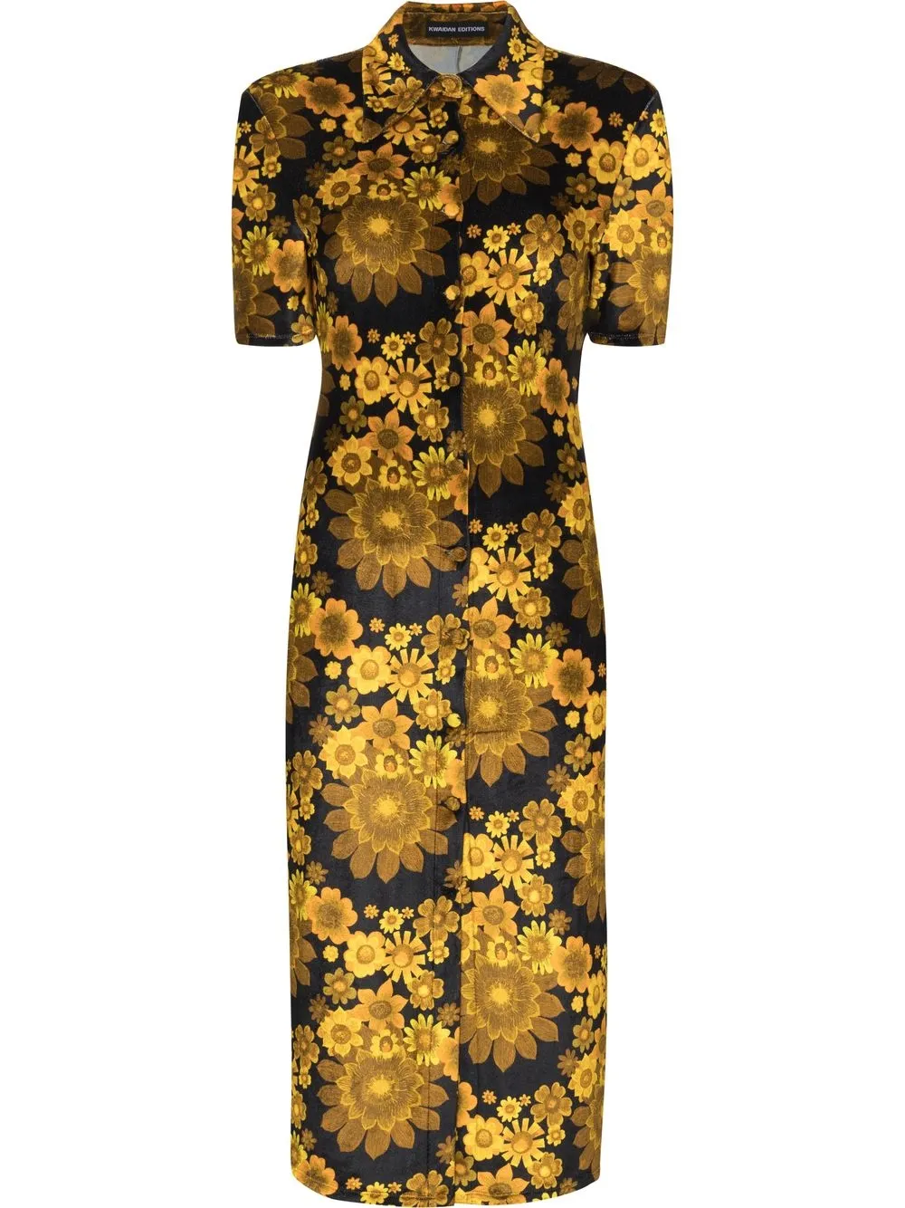 

Kwaidan Editions floral-print fitted shirt dress - Black
