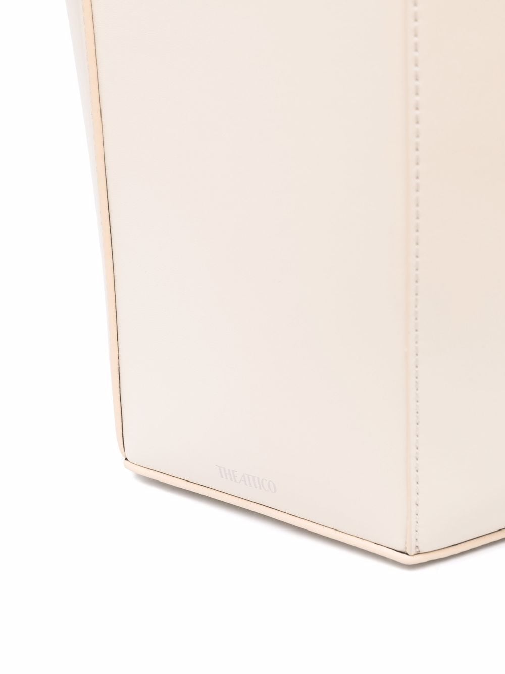 Shop Attico Geometric Leather Shoulder Bag In Neutrals