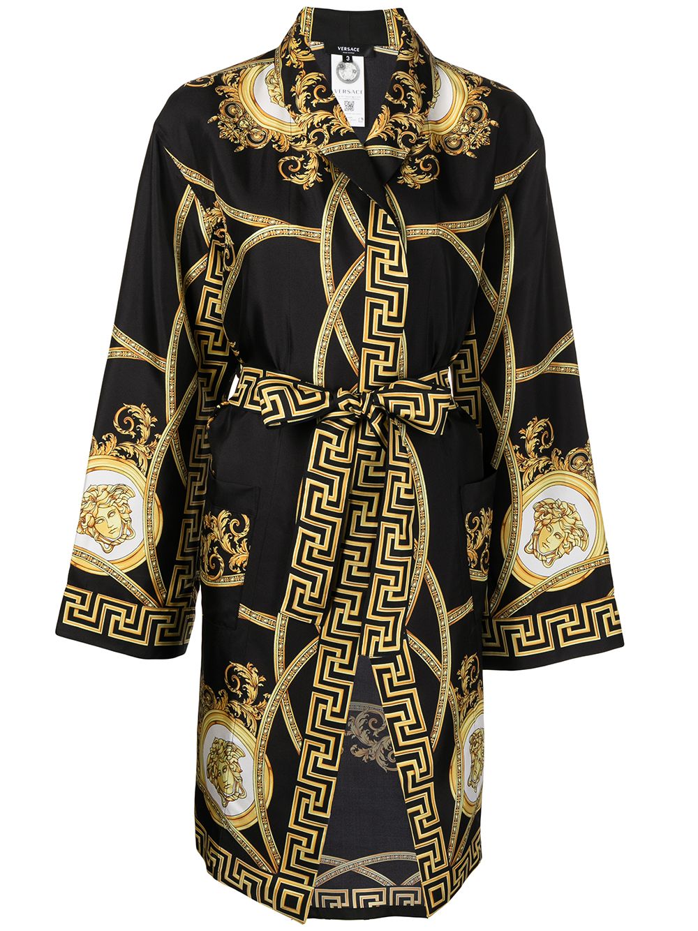 фото Versace шелковый халат с принтом greca