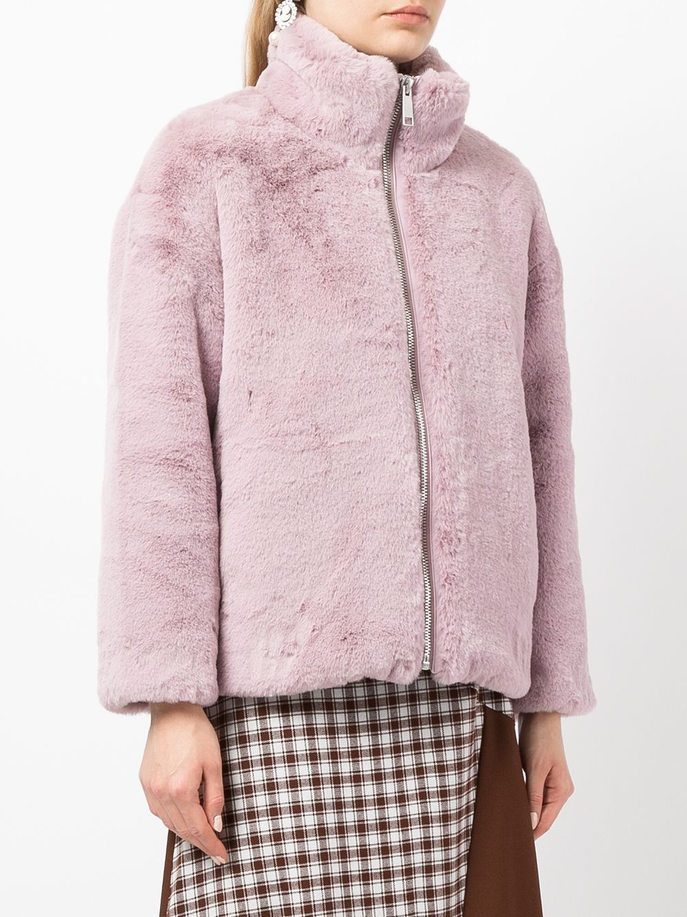 Shop b+ab zipped faux-fur jacket with Express Delivery - FARFETCH